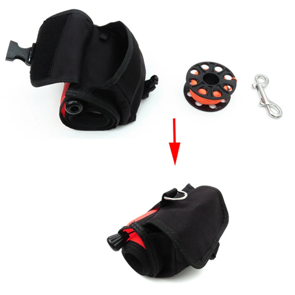 Diving Signal Tub SMB Storage Mesh Bag 120x15cm 3-in-1 Reel Buoy Marker Signal Pocket With Spool Snap Scuba Diving Bag Oasis Select