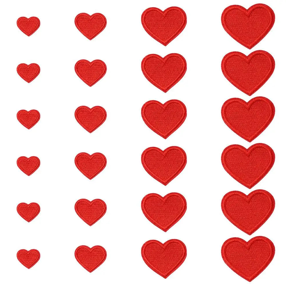 Heart Shape heart patches Red Black embroidered sew on patches heart Mini Heart 4 Sizes iron on heart patches for clothing Oasis Select red