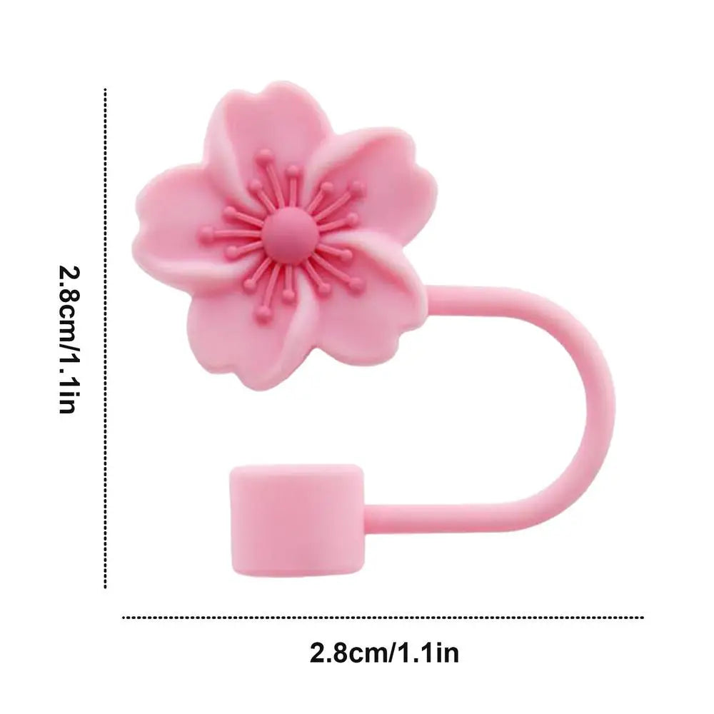 Flower Straw Stopper Cute Cartoon Flower Shape Drinking Straw Tips Lids Straw Caps Protector Dust Proof Plugs Drinking Supplies Oasis Select Random Color A