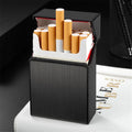 Portable Cigarette Case Metal Smoking Cigarette Box 20pcs Capacity Tobacco Holder Cigarettes Pack Cover Storage Box Men's Gadget Oasis Select Black