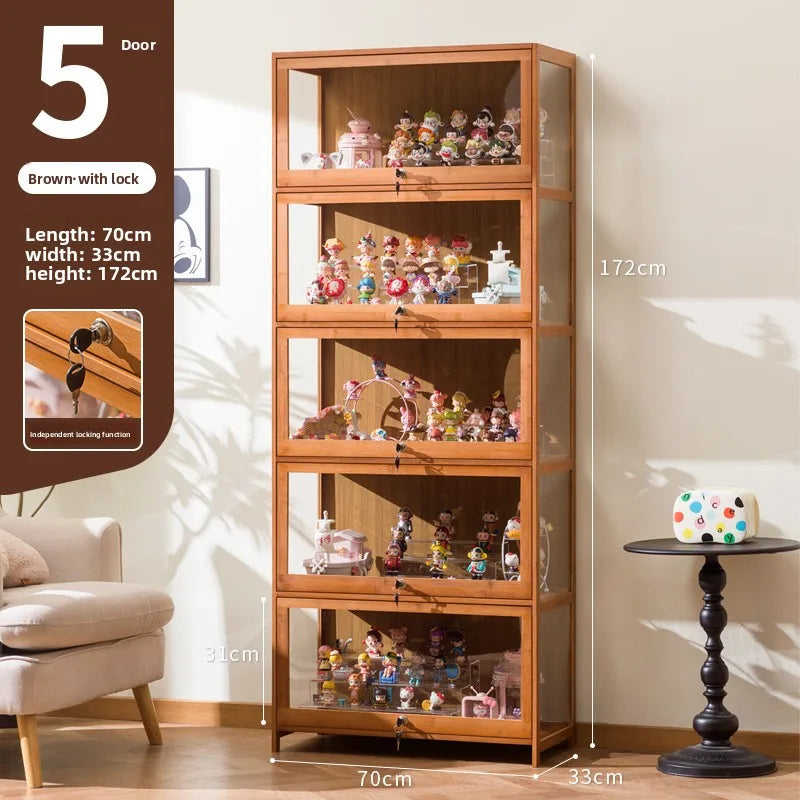Figure display cabinet with lock acrylic display stand transparent dustproof model building block ornament shelf display box Oasis Select Five floors 70 long