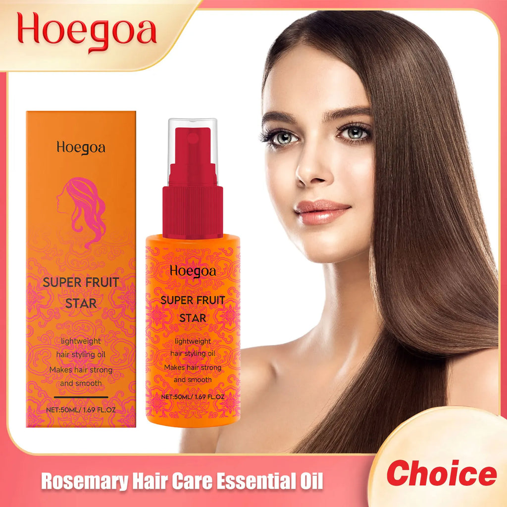 Hoegoa Rosemary Hair Care Essential Oil Reduce Loss Repair Damaged Improve Curly Nourish Roots Scalp Treatment Hair Growth Serum Oasis Select 50ml Boxed X 2PCS