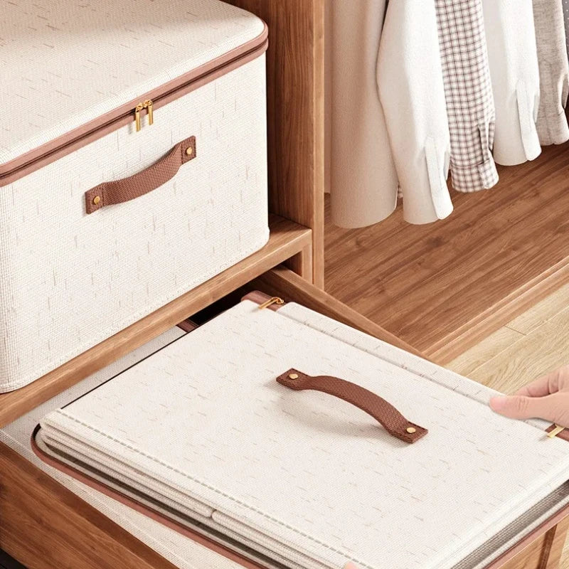 1pc Large Heavy-duty Storage Box with Lid, Hard Shell Fabric Closet Organizer Container for Clothes Blankets Toys Home Organizer Oasis Select