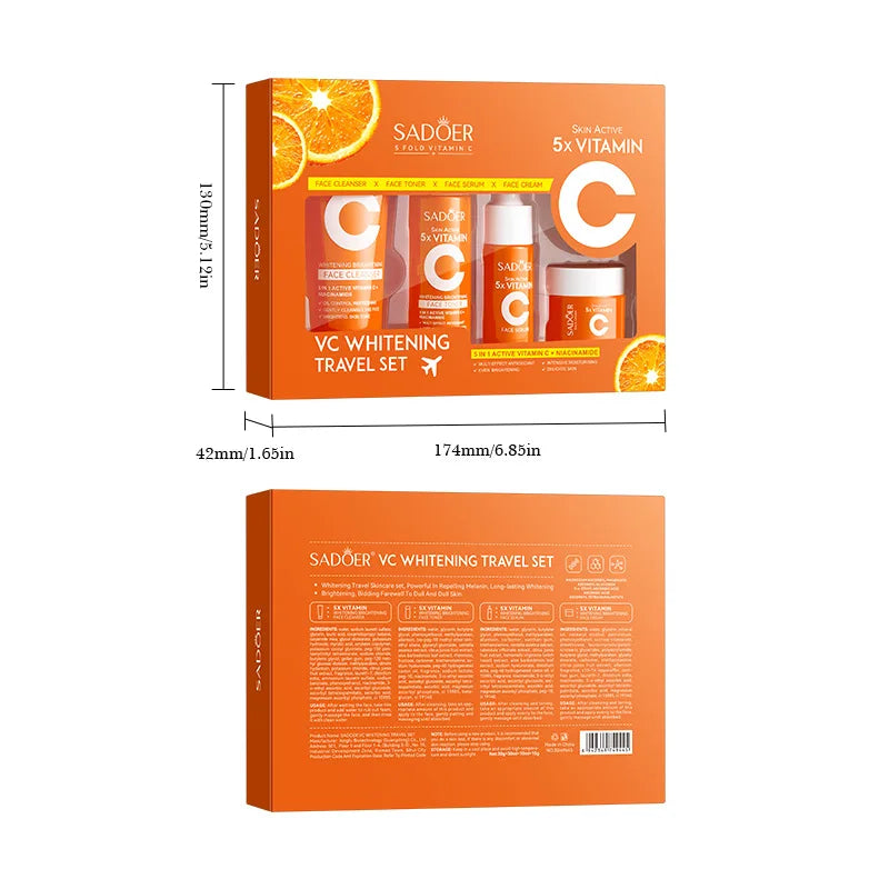 Vitamin C 4-Piece Travel Skin Care Set – Toner, Serum & Cream Travel Skin Care Set Oasis Select