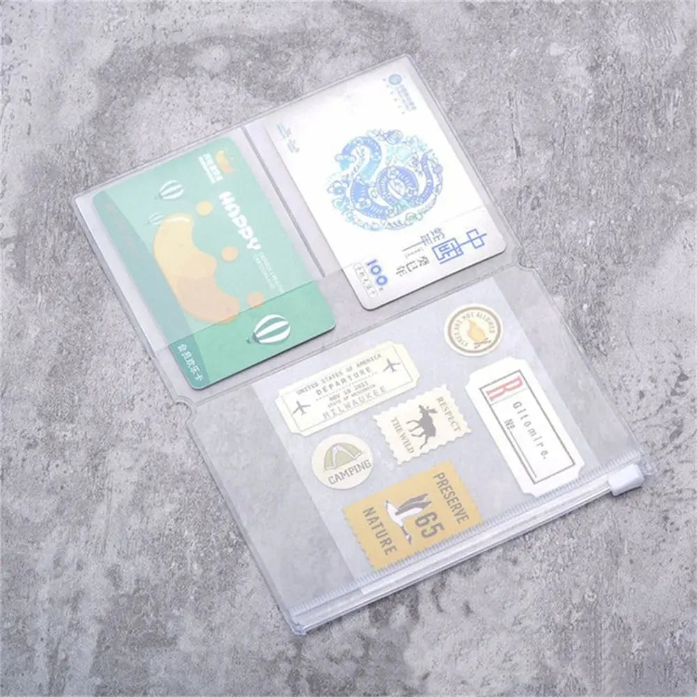 PVC Zipper Bag for Midori Travelers Notebook Journal Planner Accessory Card Holder Storage Standard/Pocket/Passport Oasis Select 125x90mm