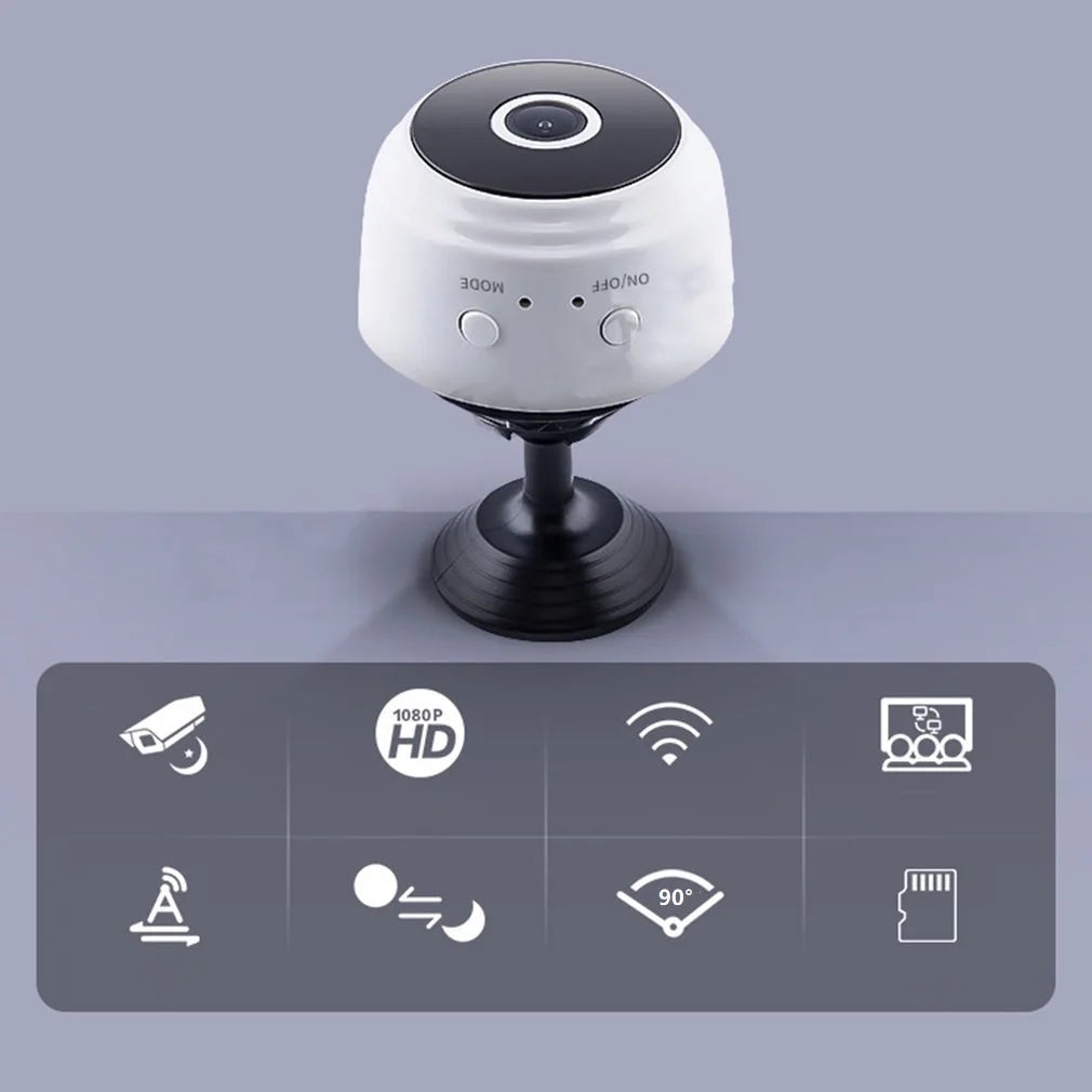 A9 WiFi Mini Camera HD 1080p Wireless Video Recorder Voice Recorder Security Monitoring Camera Smart Home For Infants And Pets Oasis Select White