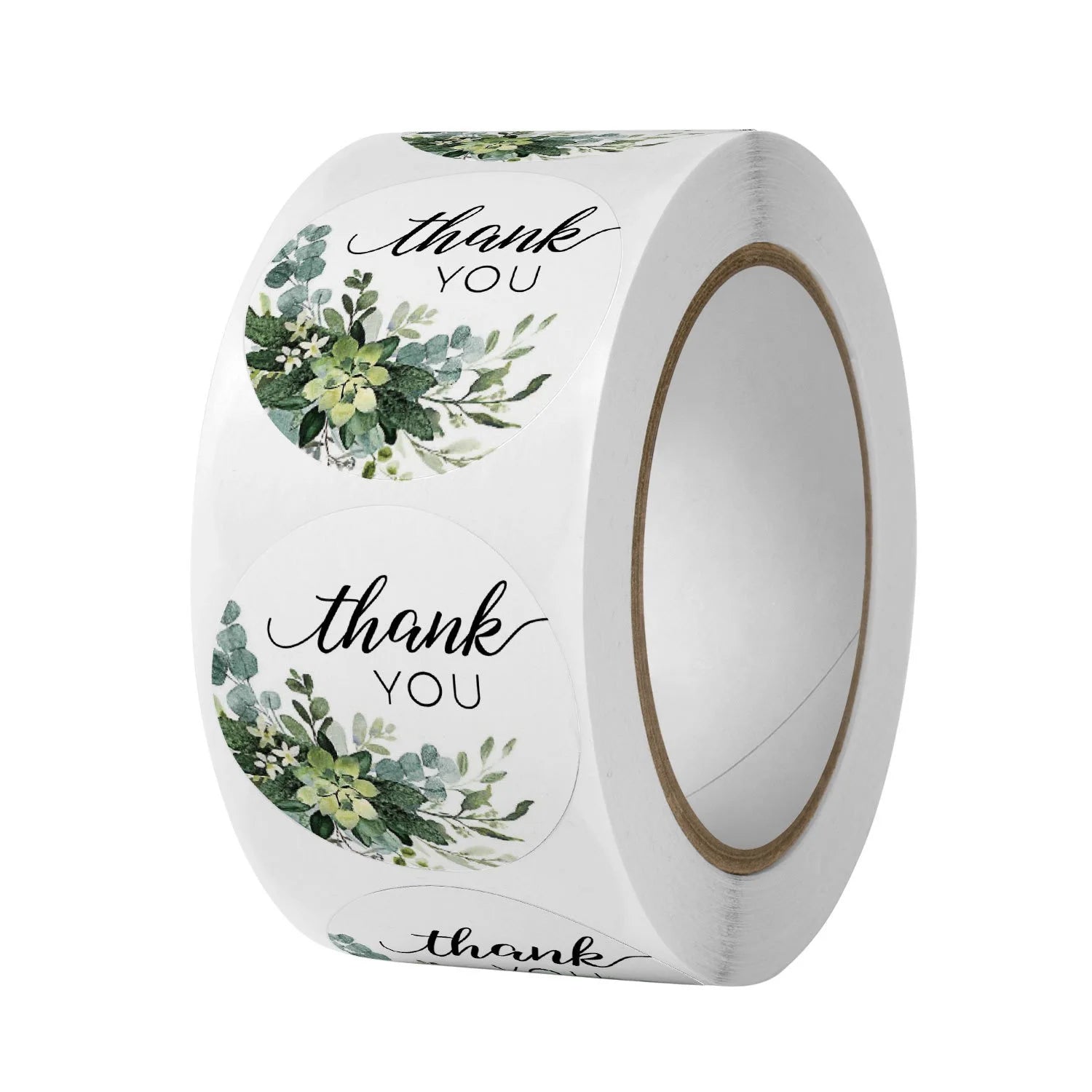 500 PCs/roll 1 inch Green Floral Thank You Stickers for Gift Wrap, Envelope Closure, Small Business Office Supplies, Diy Decor Oasis Select 500pcs