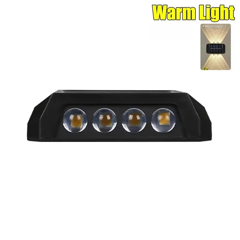 Solar Wall Light IP65 Waterproof LED Safety Light Up Down Lighting Easy Install Outdoor Patio Yard Garden Street Landscape Decor Oasis Select Warm light 8 wick