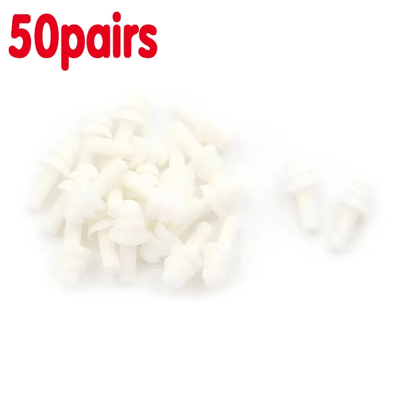 10-50pairs Ear Plugs Sound insulation Waterproof Silicone Ear Protection Earplugs Anti-noise Sleeping Plug For Noise Reduction Oasis Select 50pairs -White