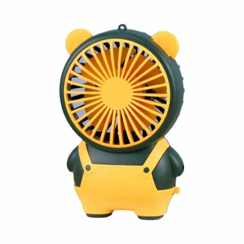 Bear Shape Desktop Mini Fan USB Rechargeable Portable Children's Handheld Fan Lightweight Quiet Operation Small Electric Fan Oasis Select Green