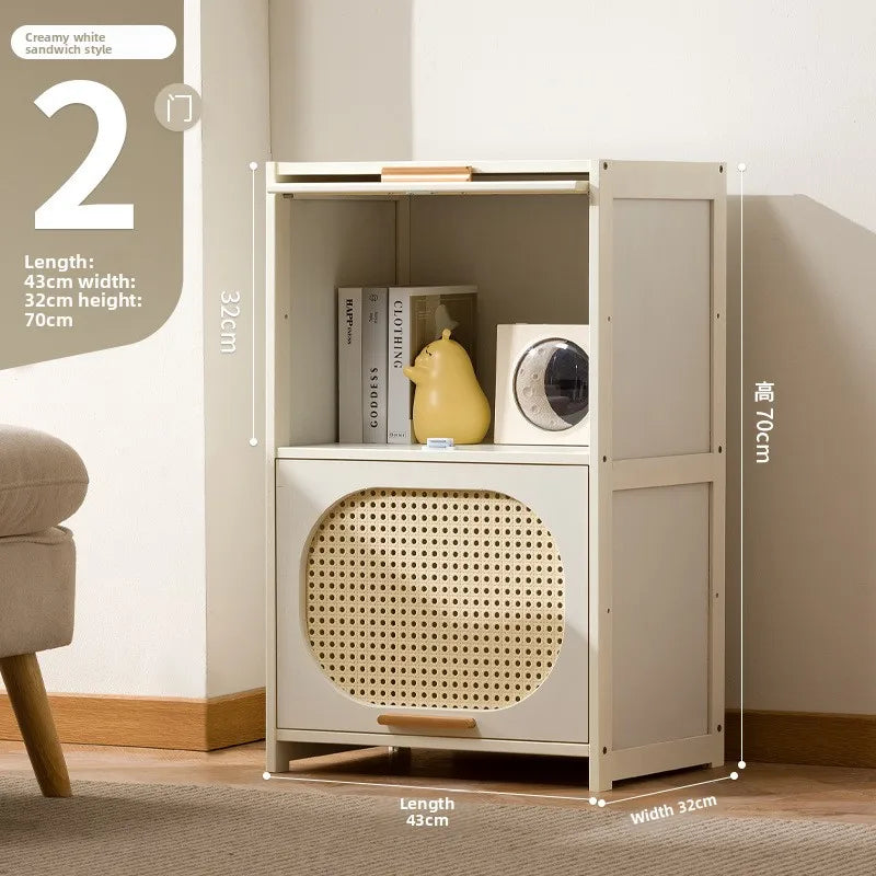 Cream wind all solid wood bookcase simple children's locker open storage cabinet living room study combination locker Oasis Select 43 long two doors
