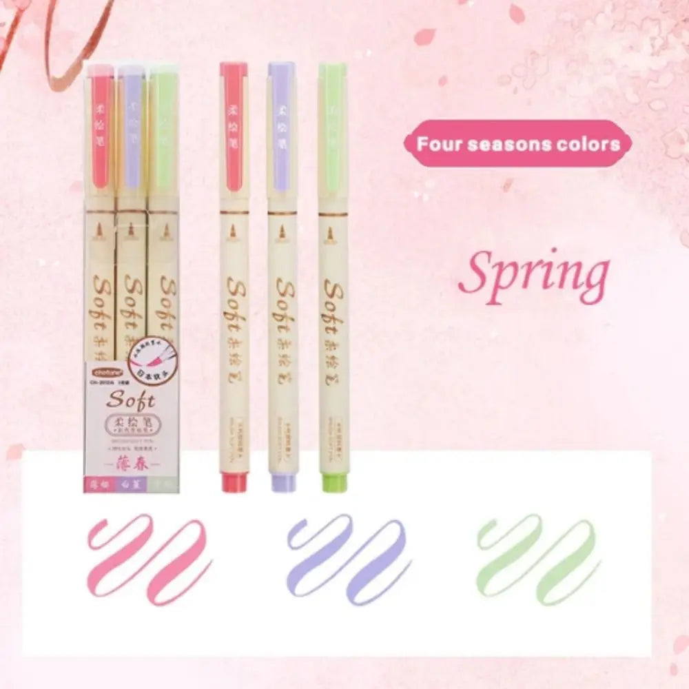 3Pcs/Set Crafts Soft Head Calligraphy Pen Soft Tip Soft Head Calligraphy Practice Pen Cute Colorful Greeting Card Pen Kids Oasis Select spring