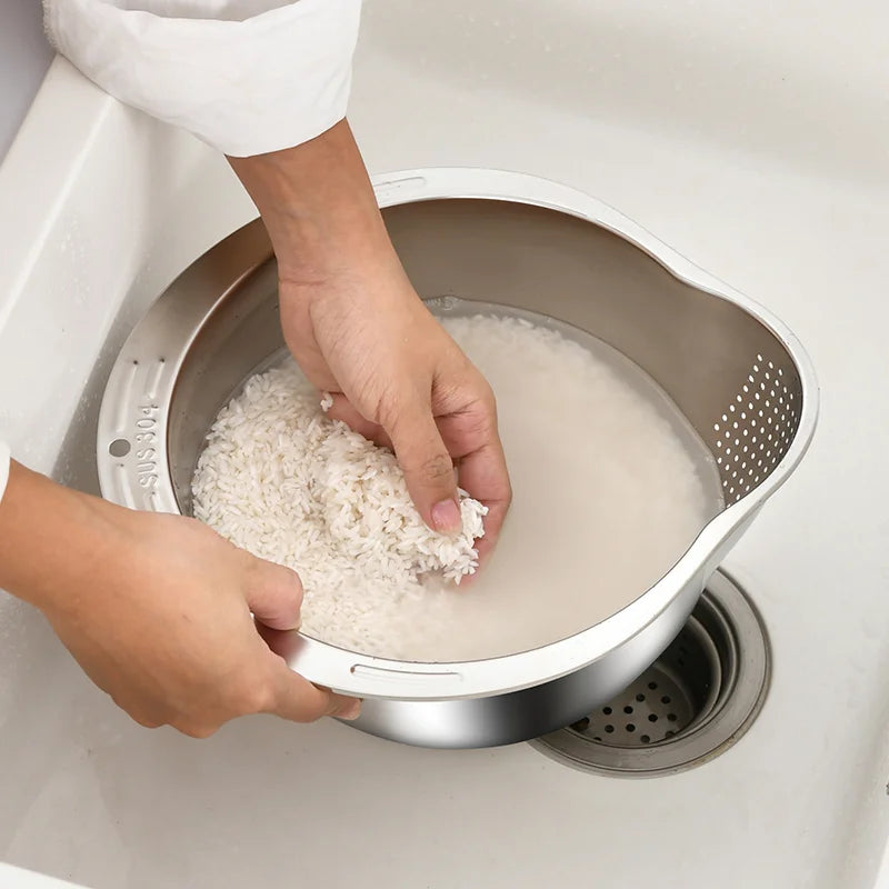 304 stainless steel drain basket Household kitchen washing rice washing dishes special drain basin filter basket Oasis Select