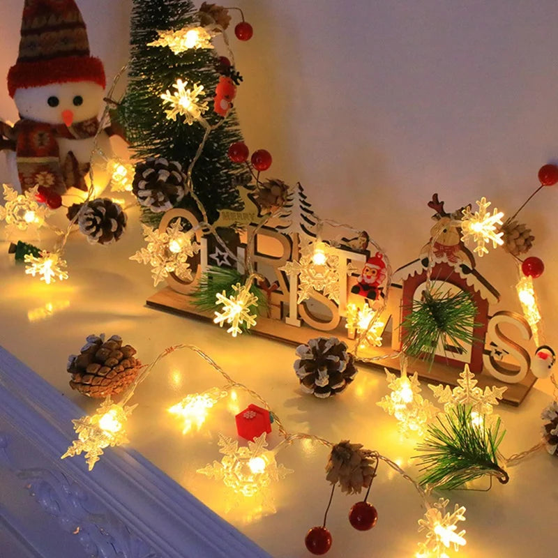 WISH 20 Leds Snowflake String Fairy Lights Battery Powered Christmas Tree Holiday Garland New Year Bedroom Decoration Oasis Select