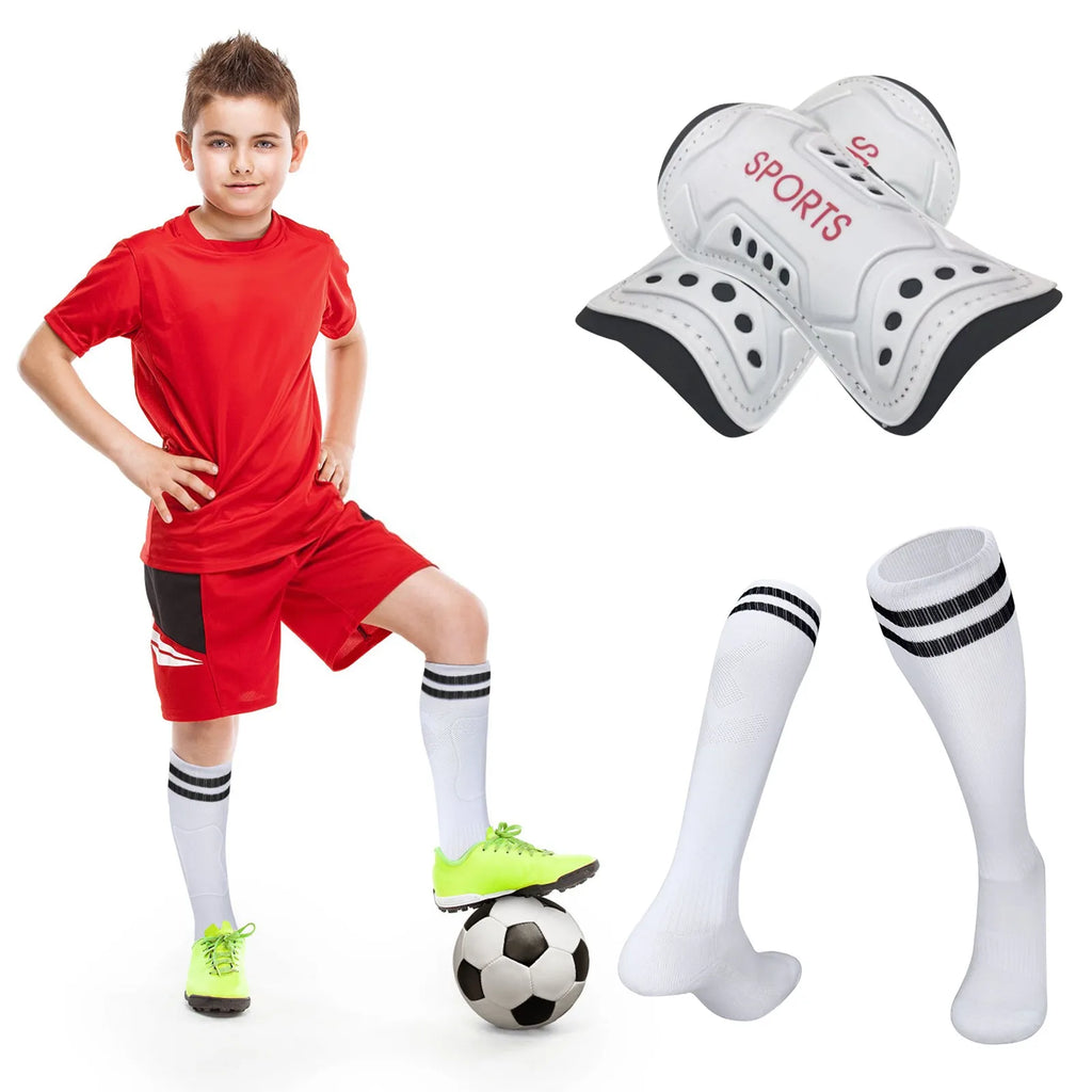 Kids Football Socks & Shin Guards Set – Anti-Slip Knee-High Kids Football Socks Set Oasis Select Zebra L