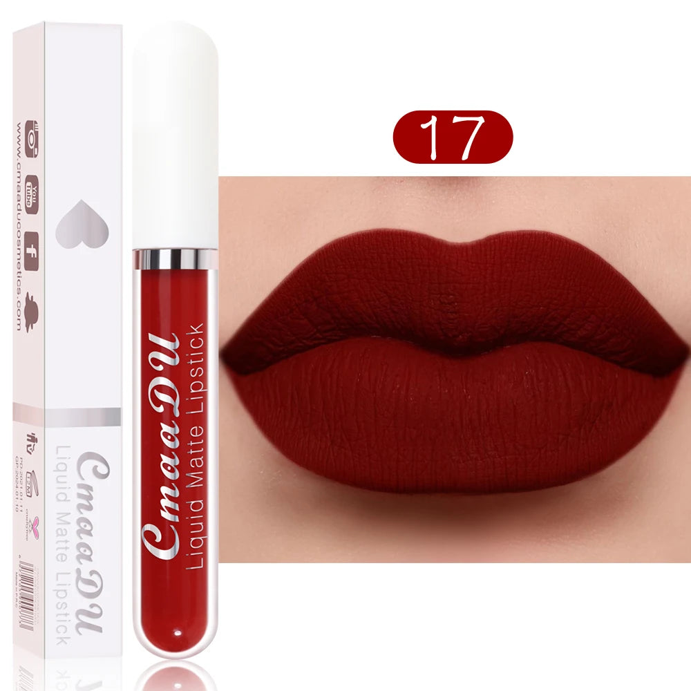 1 Pcs Matte Lipstick Lip Gloss Shade for All Skin Types Long-Lasting Non-Fading Waterproof Non-stick Cup Exquisite Gift Lips Oasis Select 17 Full Size