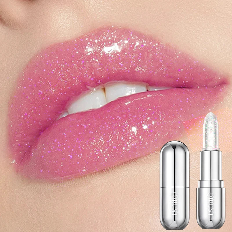 QIBEST Glitter Lip Balm – Color-Changing Crystal Jelly Gloss