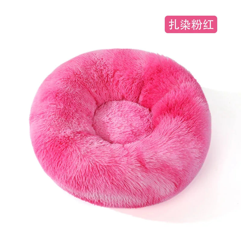 Plush Pet Bed for Dogs Cats Winter Warm Long Plush Pet Nest Cozy Dog Bed Mat Soft Pet Sleeping Bed for Small Medium Dogs Cats Oasis Select Tie-dye pink D 80CM