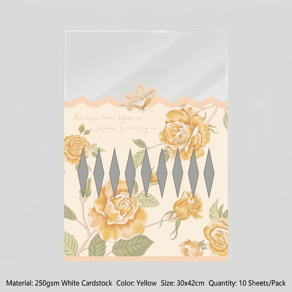 10PCS Rose Flower Bouquet Packaging Bags Flower Wrapping Bags for Mother's Day Wedding Birthday Party Gift Decoration Oasis Select Yellow