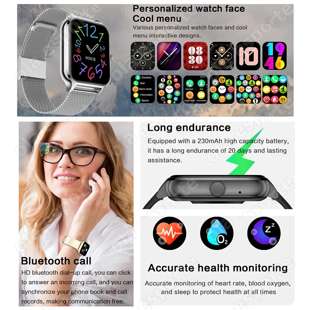 Smart Watch 2.01" HD Bluetooth Call Fitness Tracker | Men Women