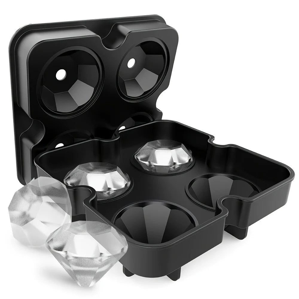 Ice Molds - Silicone Ice Cube Tray With Lid - Fill and Release Ice Maker - Great for Parties and Events (Diamond) Oasis Select black
