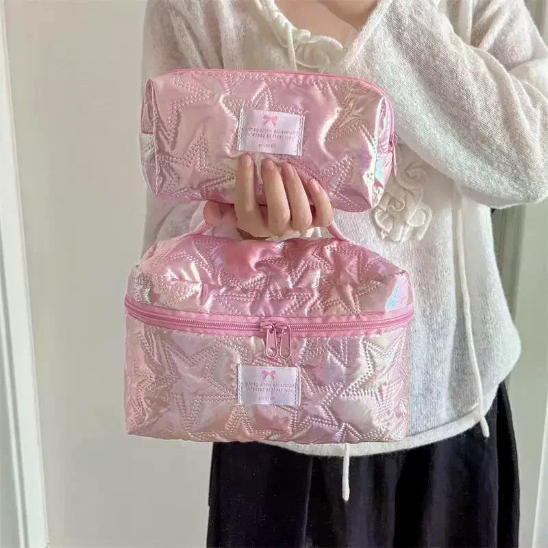 Shiny Star Makeup Bag – Cute Zipper Cosmetic Organizer Women