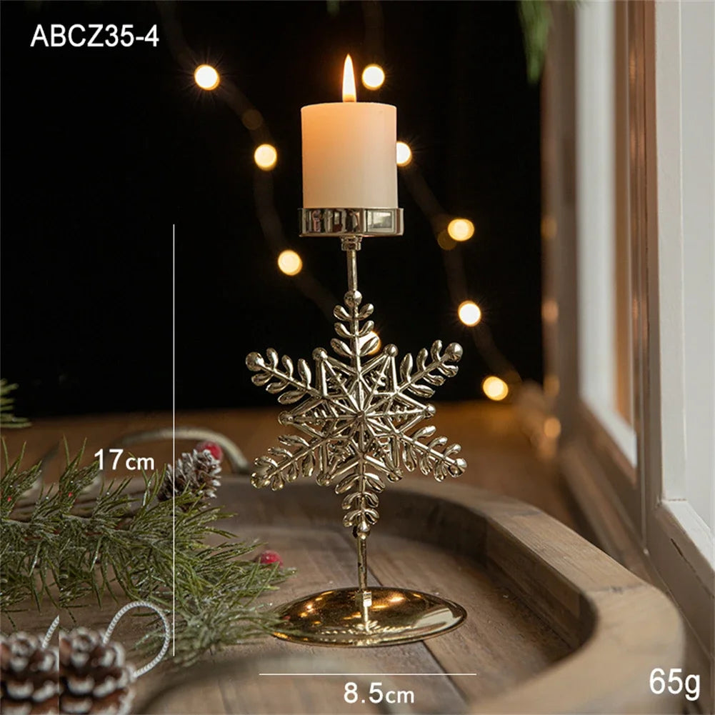 Festive Candle Holder Vintage Candle Holders Christmas Decor Metal Material Versatile Use Vintage Design 17cm Size Oasis Select Snowflakes China Mainland