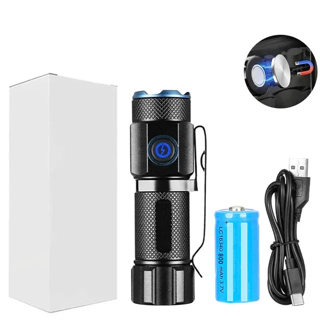 KDULIT XHP50 Mini LED Flashlight 1000LM USB Rechargeable Magnetic