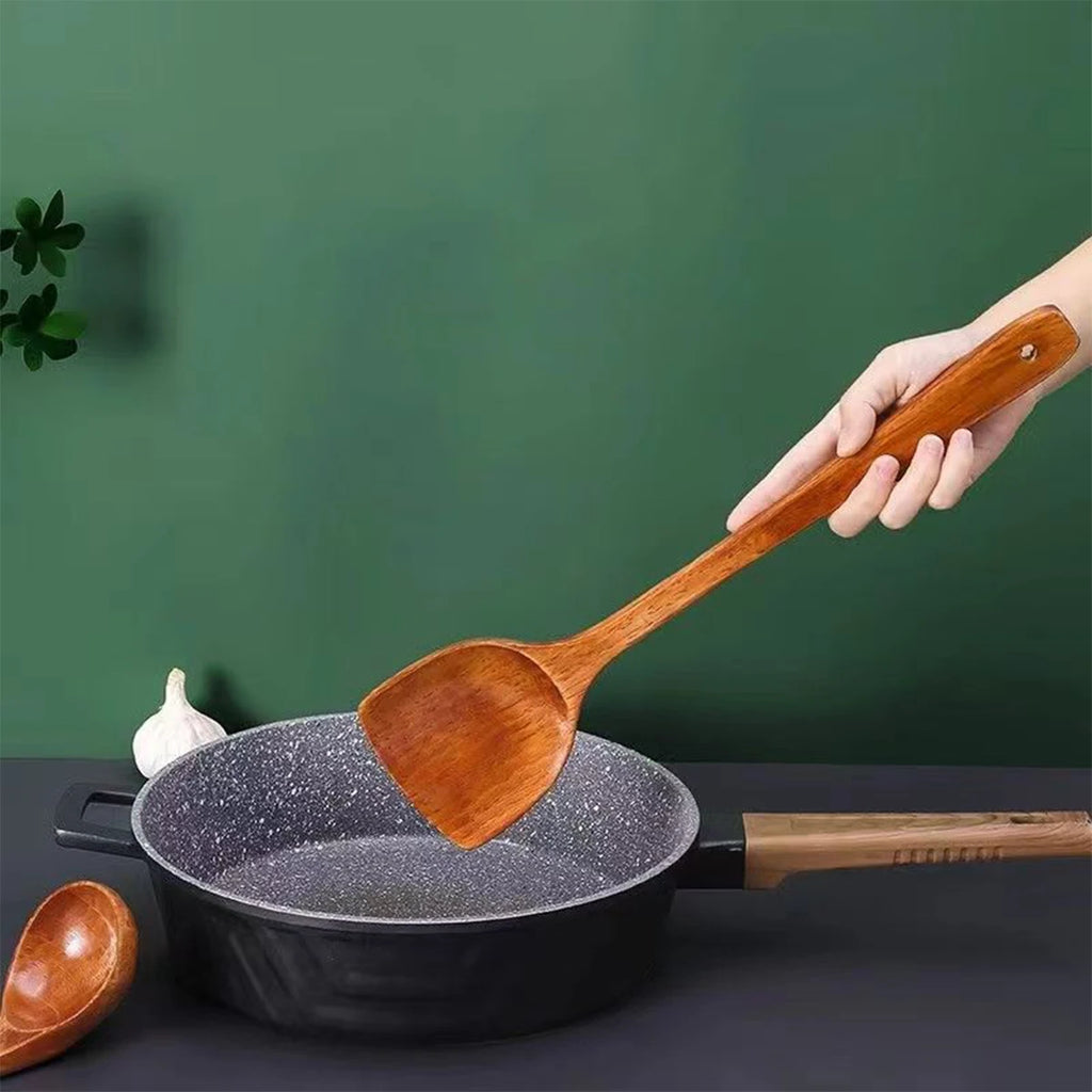 Spatule domestique spatule en bois poêle antiadhésive spécial ménage longue poignée spatule de cuisson en bois spatule 1 pièces Oasis Select