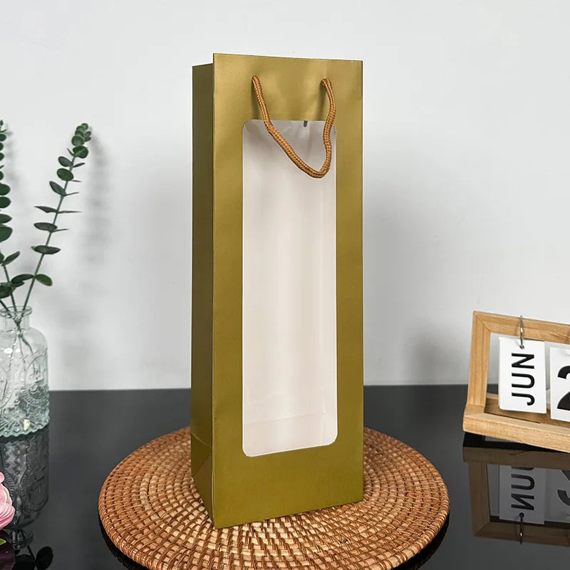 Flower Gift Bag Transparent Window | Kraft Bouquet Tote