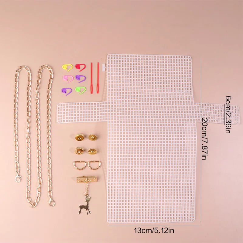 1 Set Auxiliary Knitting Plastic Mesh Kit DIY Craft Bag Knitting Materials Handbag Shoulder Bag Mesh Cover Bag Bag Accessories Oasis Select style03
