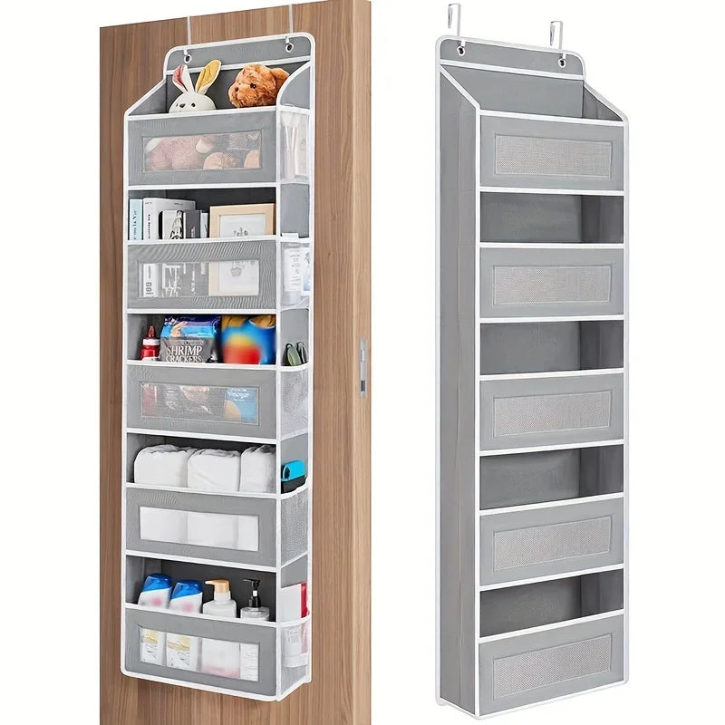 1PC Hanging Storage Bag with Pockets Over The Door Wall Mounted Storage Rack for Household Space Saving Hanging Organizer Home Oasis Select 5 grids grey