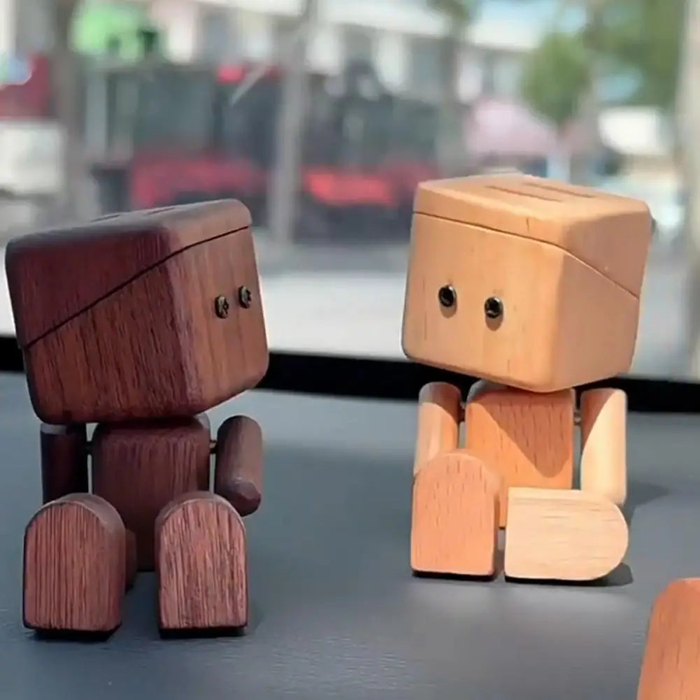 Shaking Wooden Man Figurine – Car Dashboard Aromatherapy Decor