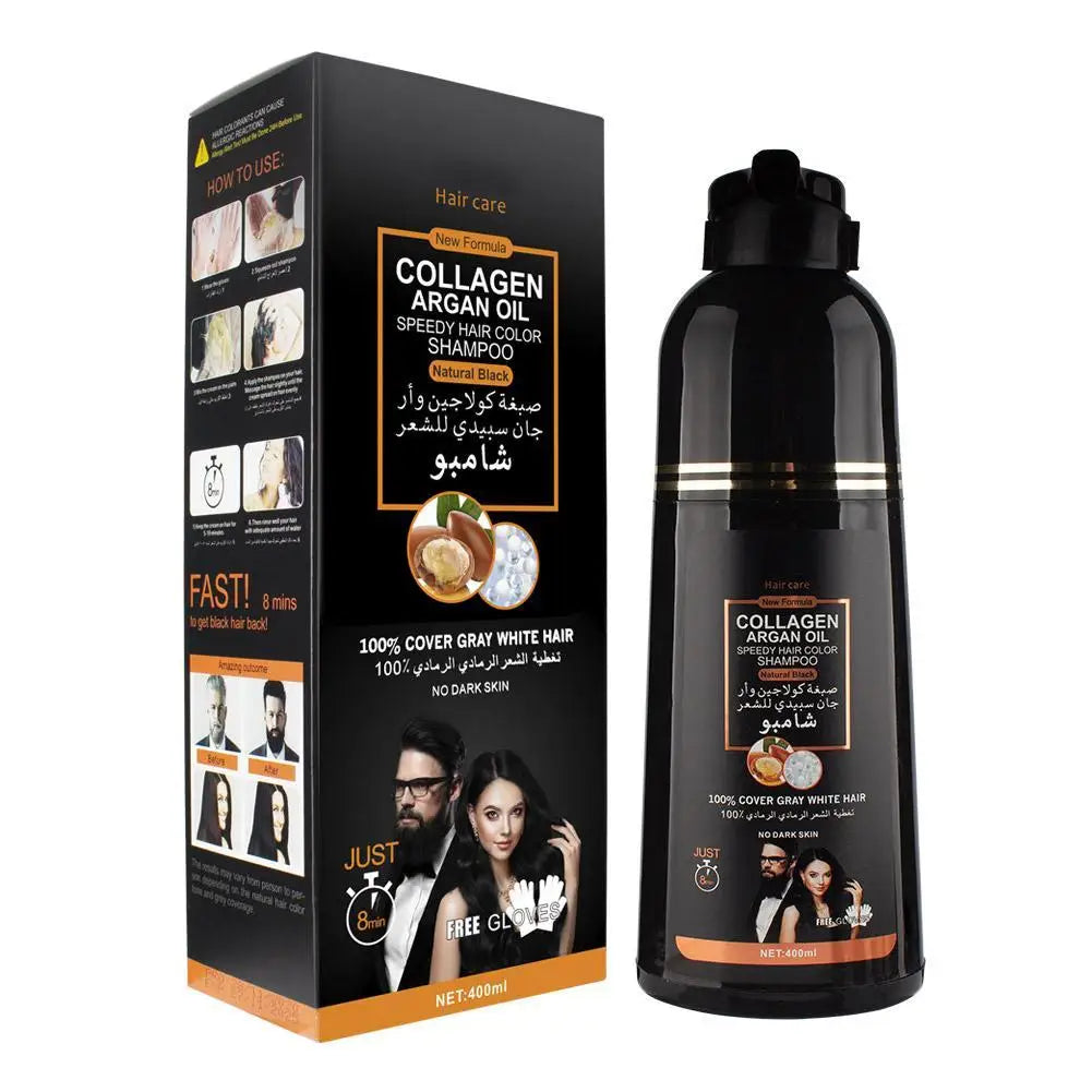 400ML Cover Grey Hair Morocco Argan Oil Care Fast Magic Black Hair Shampoo Dye Repair Damaged Improve Split Hair Rough Hair Care Oasis Select A