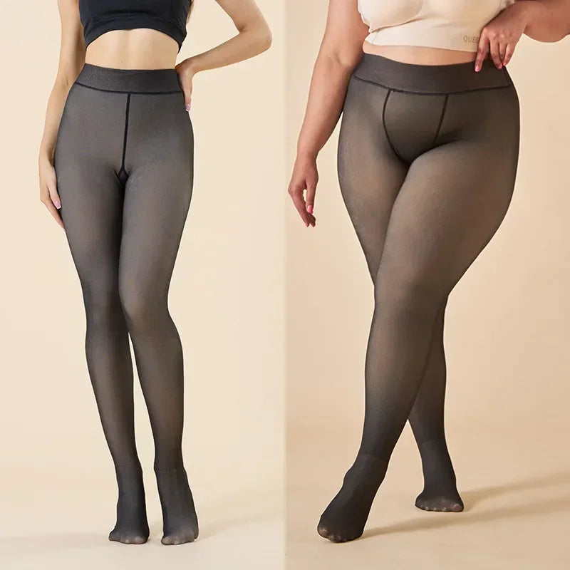 Thicken Polar Stockings Winter Warm Leggings Women'S Fleece Lined Tights Skin Effect Pantyhose Fake Translucent Wool Sock Pants Oasis Select