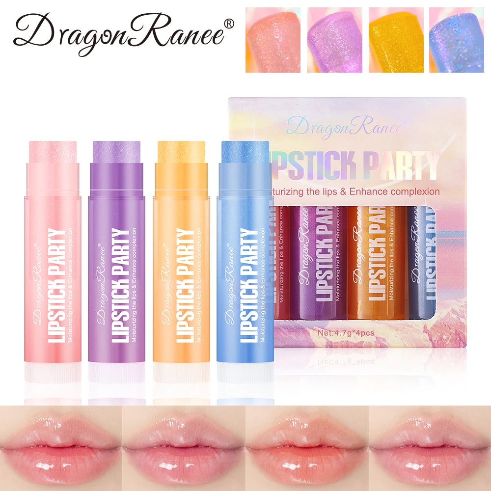 Mirror Gloss Lipstick Set 4Pcs Shimmering Plumping Hydrating Long Lasting Nourishing Lip Makeup Oasis Select 01