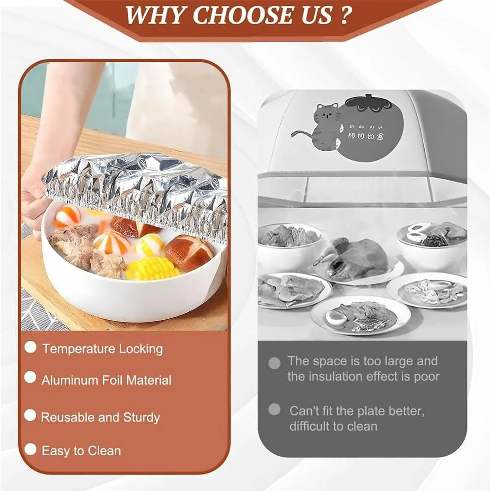 Disposable Food Warming Cover Aluminum Foil Insulation Sleeve for Plates Bowls Heat Preservation Table Mat Kitchen Freshness Oasis Select