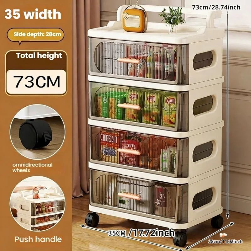 Drawer-style storage cabinet - A household portable storage unit for storing snacks and miscellaneous items in multiple layers. Oasis Select 35cm-4 layers-clear
