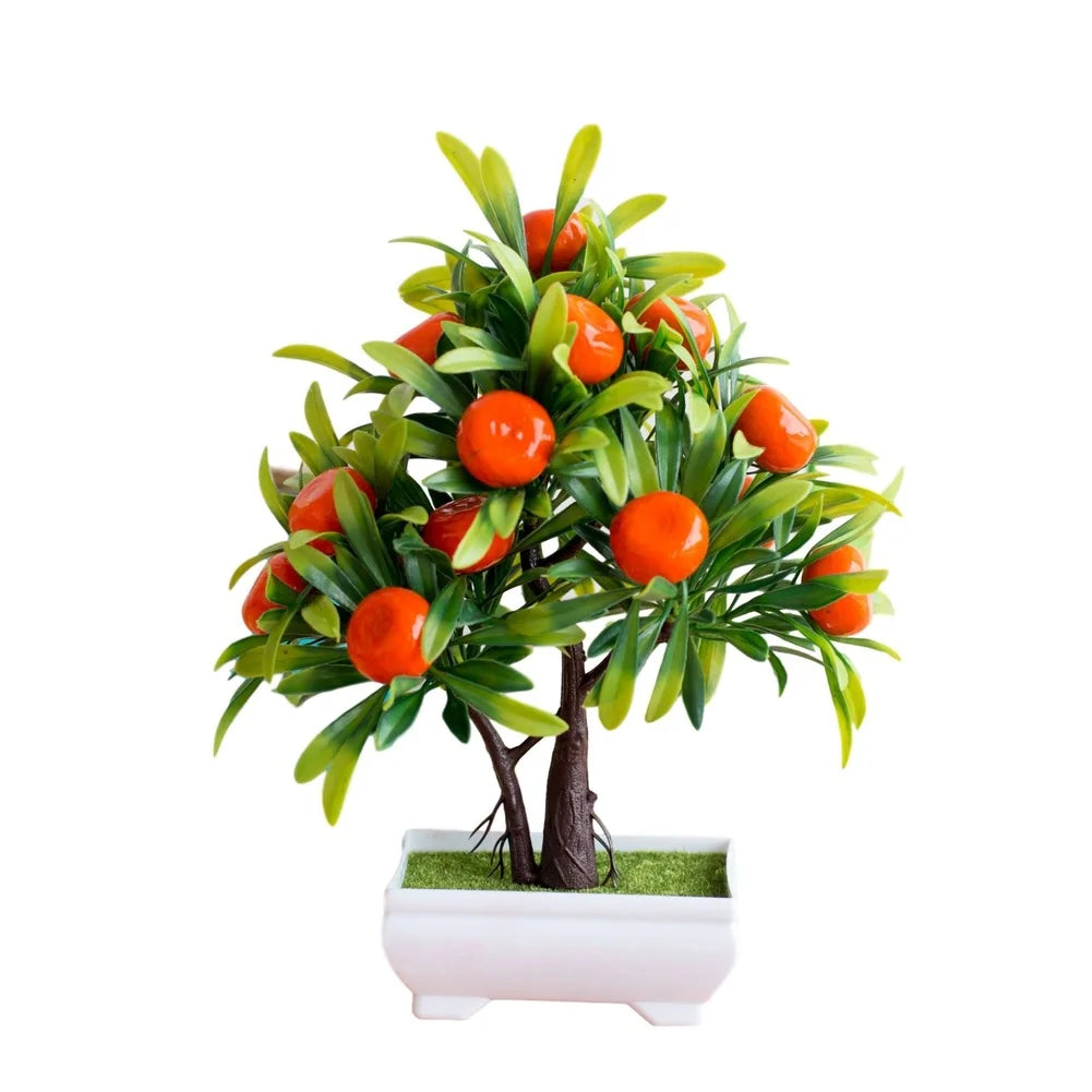 Orange Blossom Bonsai Artificial Potted Plant Silk Flower Greenery Decoration For Home Office Tabletop Garden Decor Oasis Select