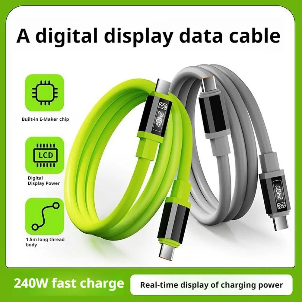 Universal Type-C to Type-C,USB A to Type-CHigh Power Charger Cord 240W with Power Screen for Xiaomi Huawei OPPO VIVO IPhone 15 1 Oasis Select