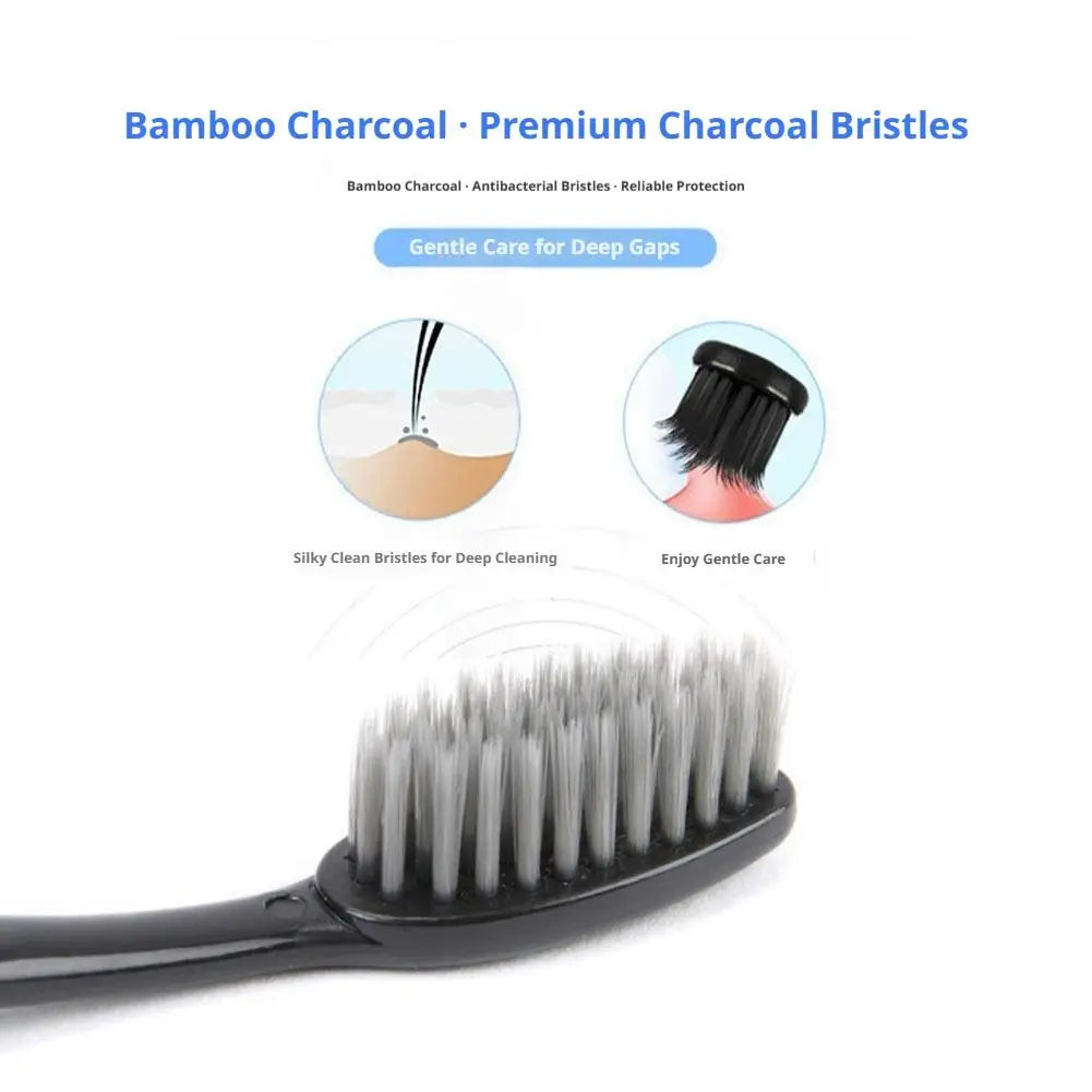 10 Pcs Disposable Household Toothbrush Bamboo Charcoal Black Hair Soft Bristle Professional Deep Oral Cleaning Supply Oasis Select