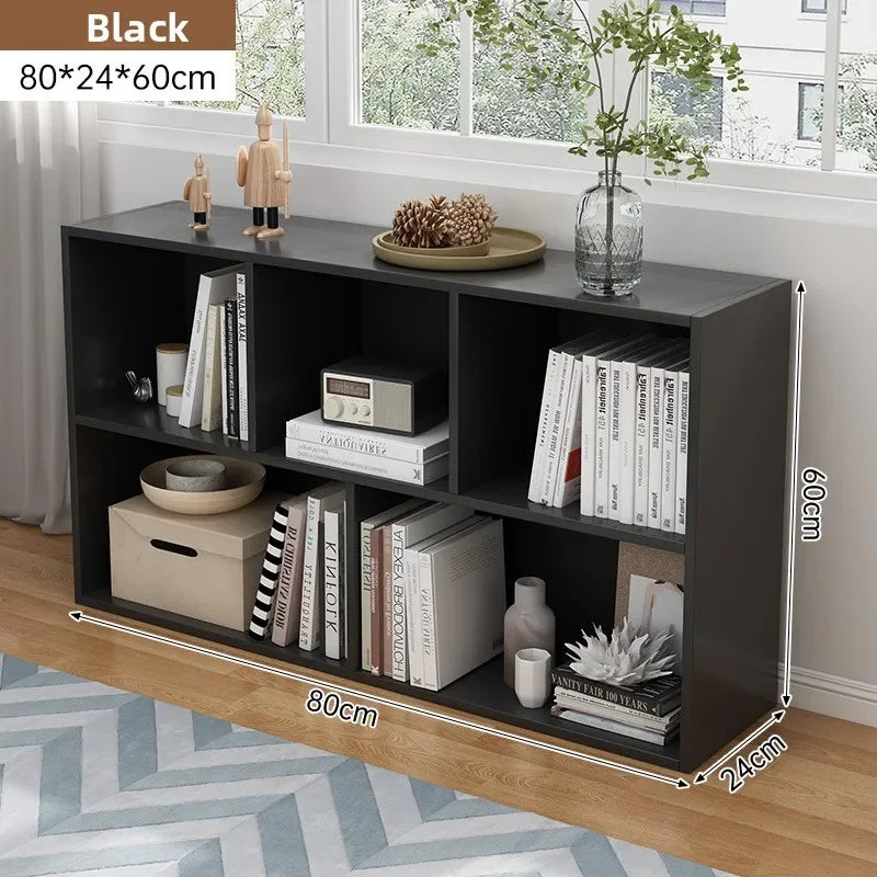 Bookshelf Bookcase Floor Shelf Home Living Room Study Combination Locker Bedroom Low Cabinet Oasis Select Black 80-24-60