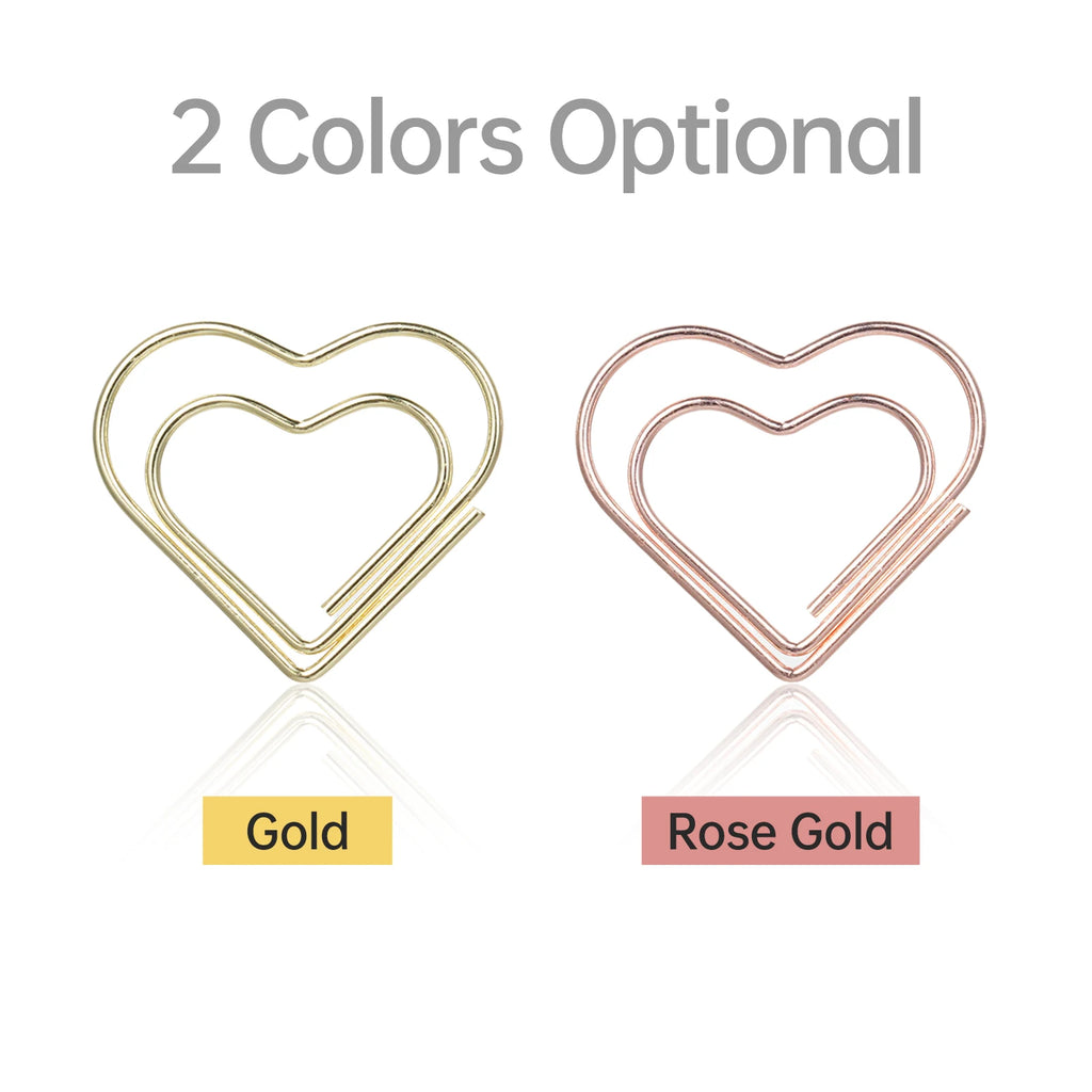 50pcs Paper Clips Gold Heart Paper Clips Small and Cute Love Shaped Paperclips for DIY Craft Scrapbooking Wedding Decoration Oasis Select