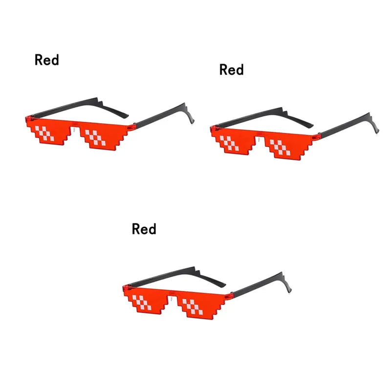 1/2/3pcs Mosaic Funny Party Glasses Festival Party Photo Props Anime Pixel Glasses Pixelated-Meme Decor Favor Funny Creative Oasis Select 3pcs Red
