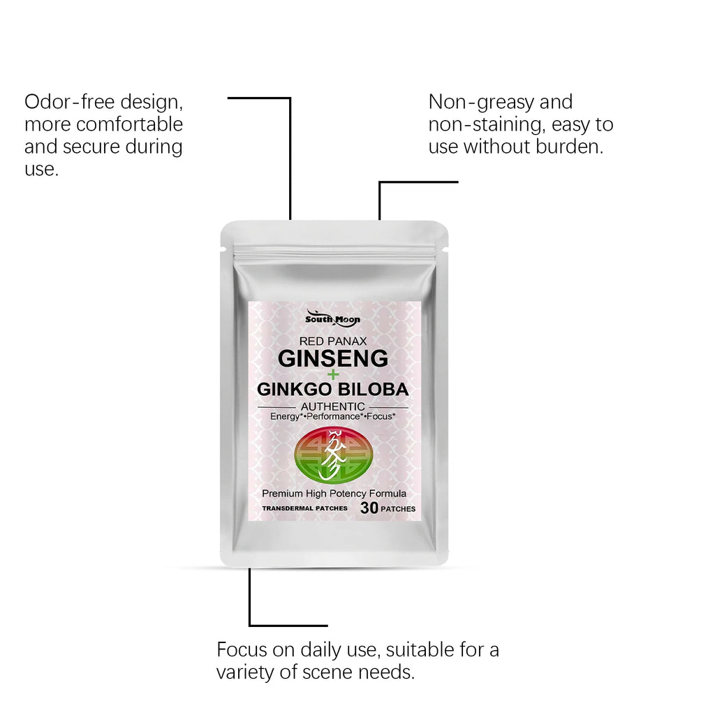 120PCS Energy Support Body Patches Natural Red Ginseng Ginkgo Biloba Collagen Circulation Boost Energy Boost SkinCare Patches Oasis Select