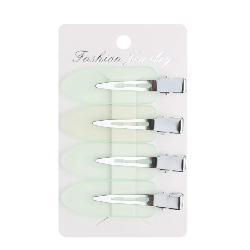 4 Pcs Seamless No Crease Barrettes Makeup Clip No Bend Hair Clip Professional Salon Styling Fixed hairpin Woman Man Hairdressing Oasis Select A23-QLV
