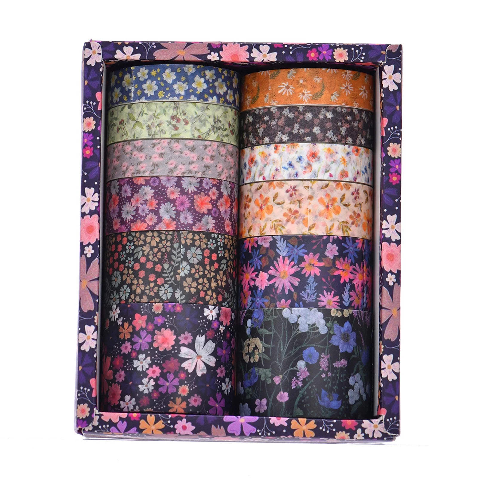 12-Roll Floral Washi Tape Set – Vintage Plant DIY Craft Tapes