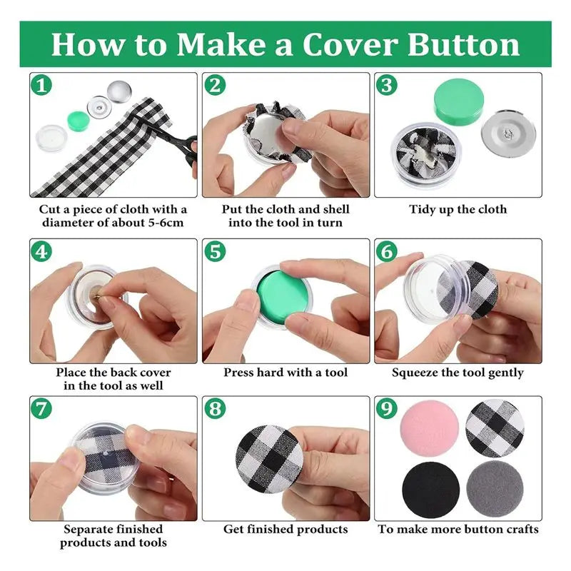 LIKE WISH 100 Sets Cover Buttons Kit With Tools Size Buttons To Cover Self Cover Buttons DIY Fabric Cloth Cover Buttons Durable Oasis Select
