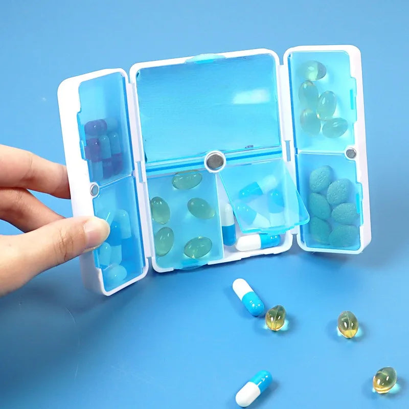 Pill Box 7 Grids Portable Double Layer Mini Medicine Box Sealed Moisture Proof One Key To Open The Cover Oasis Select