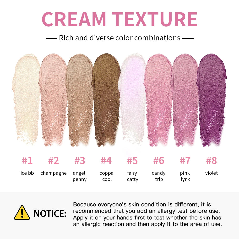 High Gloss Cement Case Cream Palette Set Makeup Matte & Shimmer Finishes with Pink Brown Nude Tones Long-Lasting Curve Case Oasis Select